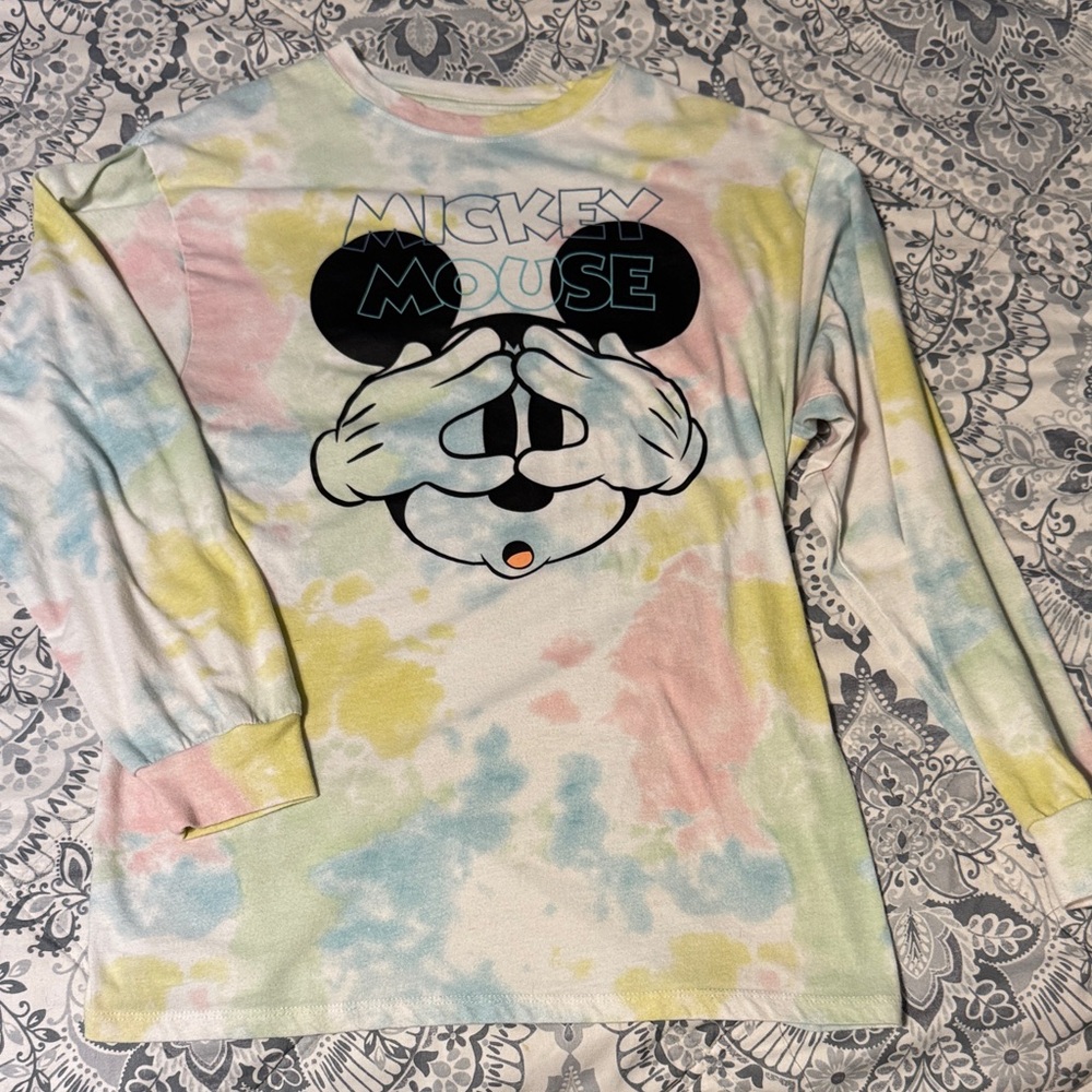 Disney Mickey Mouse Kids Tie-Dye Long Sleeve Tee